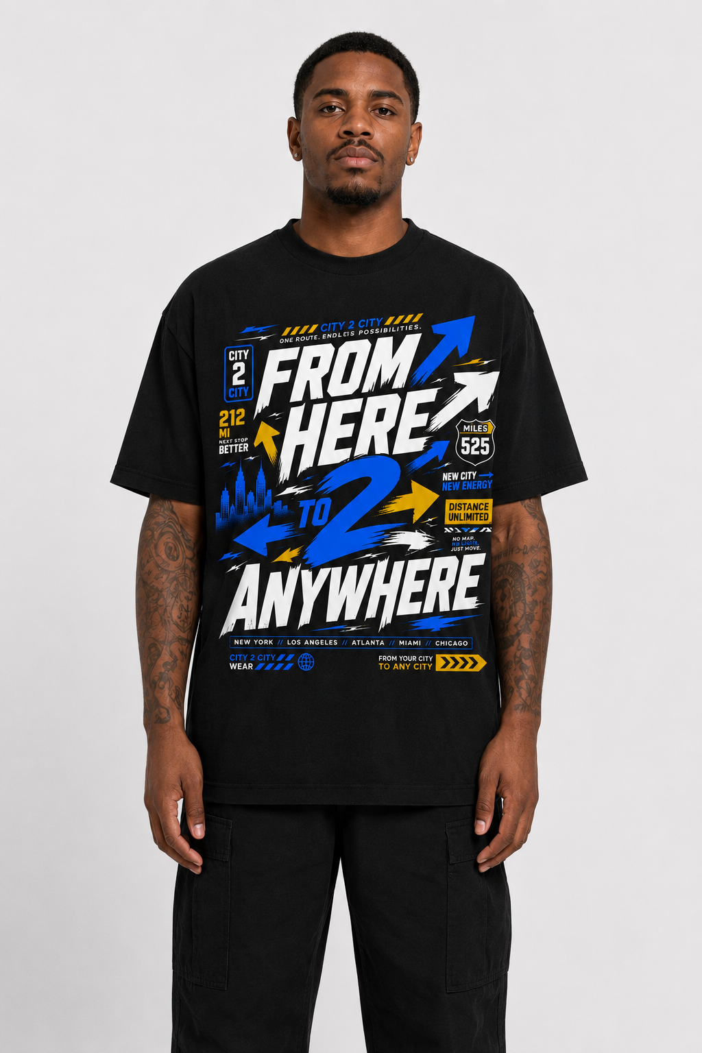 From Here 2 Anywhere | Premium Heavyweight Streetwear T-Shirt | City 2 City Wear