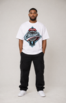 Chicago 1837 Heritage white 240 GSM heavyweight boxy T-shirt full-body male model front studio photo | City 2 City Wear