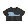Black Miami Script teal-and-pink women’s crop T-shirt – front view