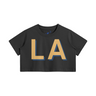 Black LA Gold & Blue women’s crop T-shirt – front view