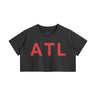 Black Atlanta ATL women’s crop T-shirt with bold A-Town graphic – front view
